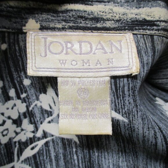 Shirt: “Jordan Woman” Sz:24, Button Down, Long Sleeve, Black-White Floral Print - Picture 7 of 8